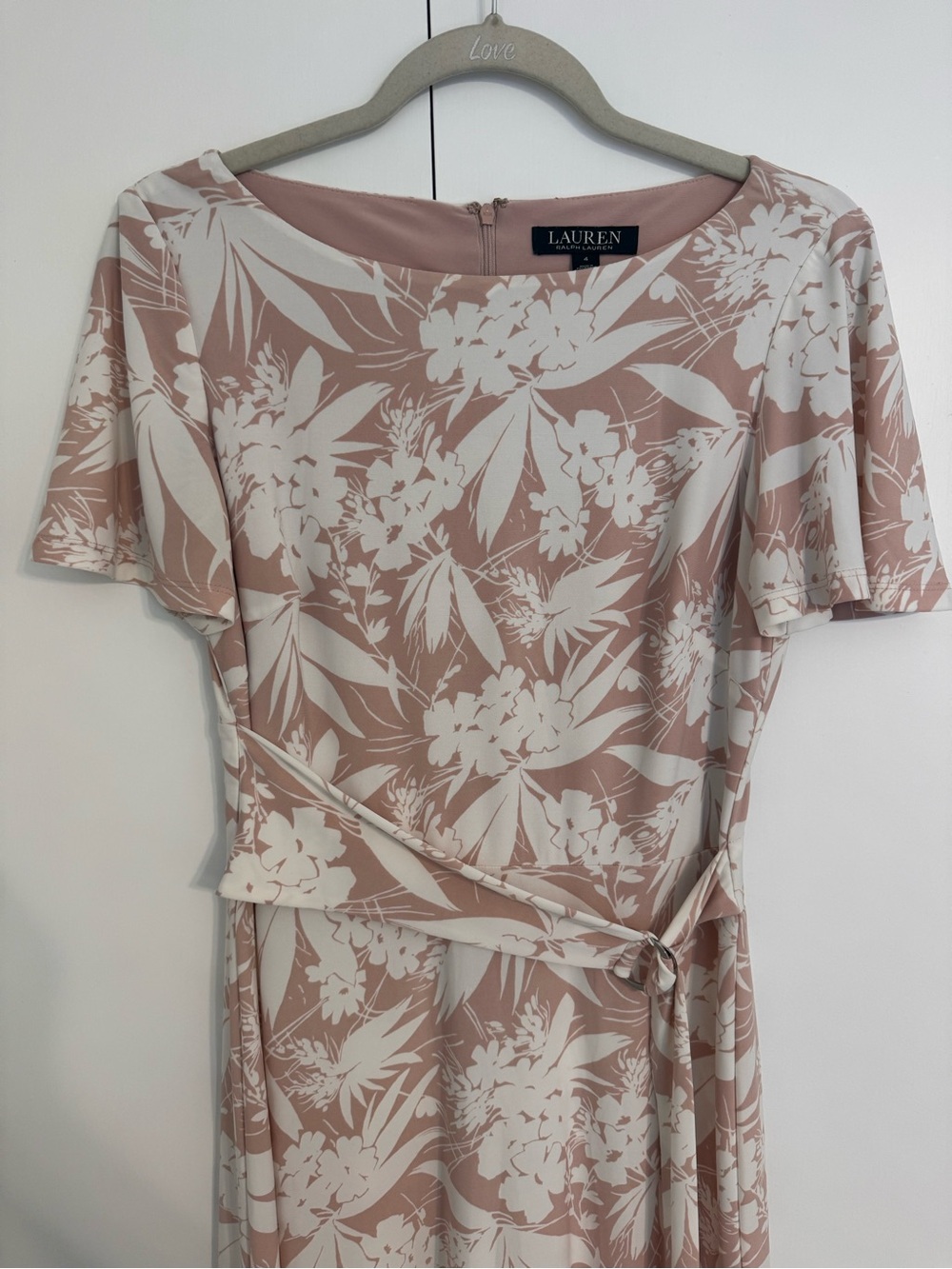 LAUREN Ralph Lauren Dusty Rose and Cream Floral Dress